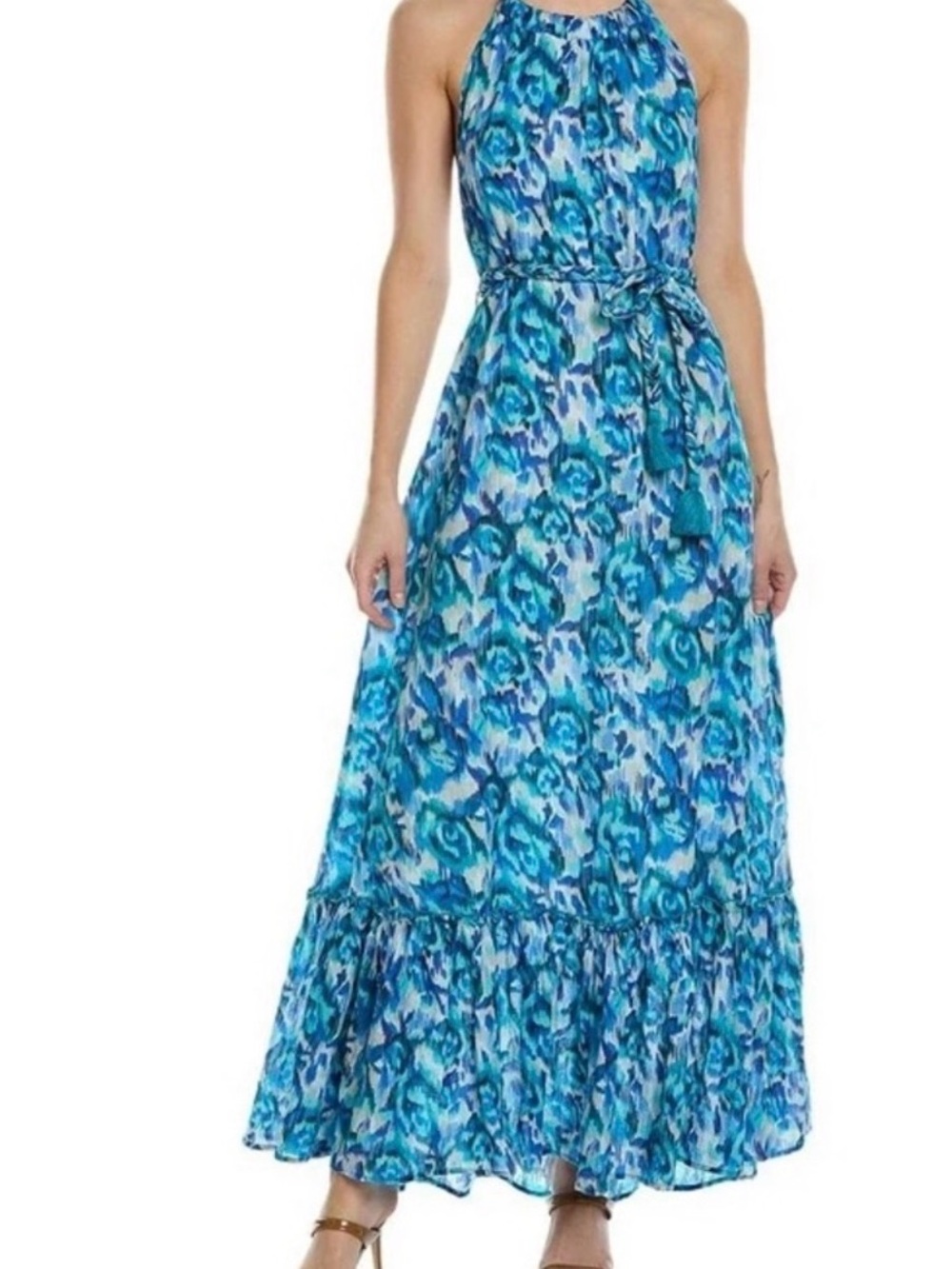 Allison Clothing Blue Floral Halter Maxi Dress